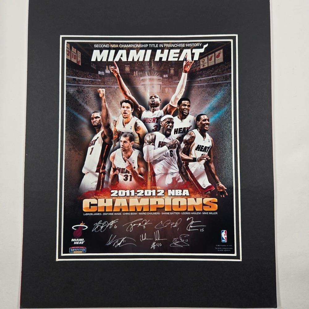 Miami Heat 2011-2012 NBA Champions Matted Photo Collage   Signatures 11x14